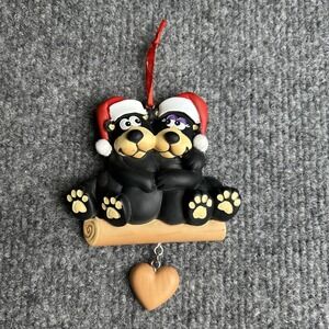 Christmas Holiday Ornament Two Black Bears With Heart Can Be Personalized New
